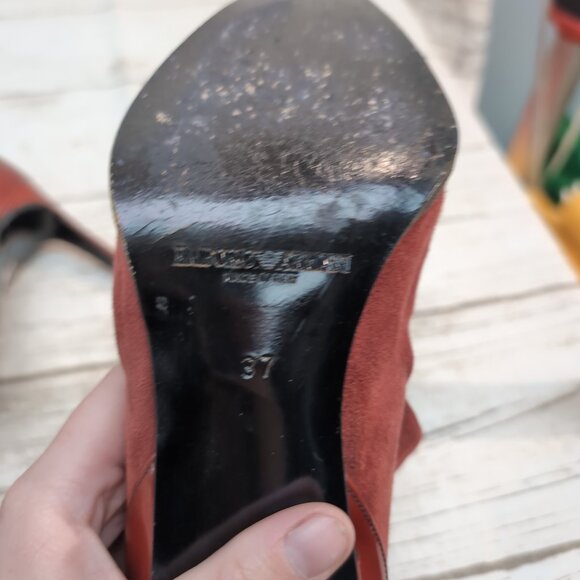 Giorgio Armani Suede Stiletto Ankle Boots Burgundy Pointed Toe Women US 6.5–7 - Picture 7 of 9